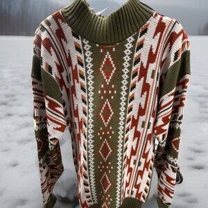 VTG CLIFTON PLACE knit sweater made in USA depop grandma Native aztec indian S/M